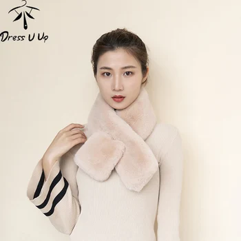 

DRESSUUP Women Winter Rabbit Fur Warm Scarf Fashion Thicken Fur Imitation Fur Grass Scarves Tippet