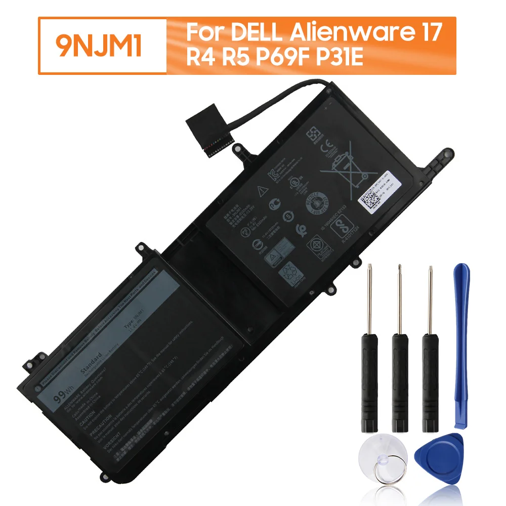 Оригинальная запасная батарея 9NJM1 для ноутбука Dell Alienware 15 R3 R4 17 R5 Series Notebook P31E P69F 44T2R