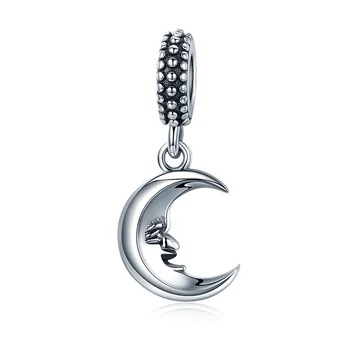 

Qikaola High Quality 925 Sterling Silver Mr. Moon Smile Face Pendant Charm fit Charm Bracelet DIY Fine Jewelry Gift CMC149