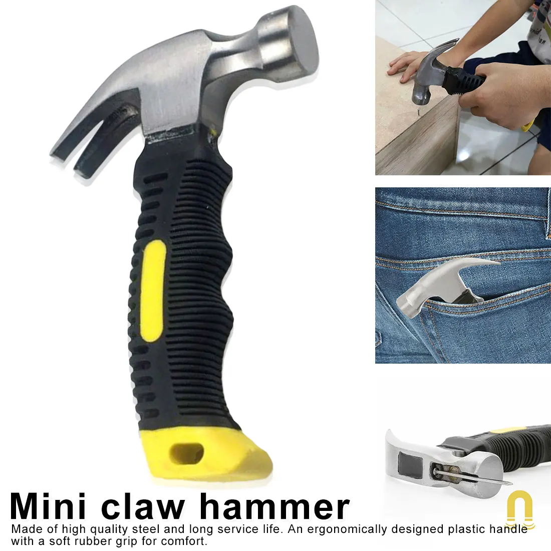 

Mini shockproof claw hammer multi-function car escape hammer life hammer plastic claw hammer household Siamese hammer