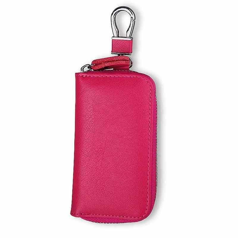 Сплит-из воловьей кожи для ключей кошелек держатель для карт деловой Органайзер ключница чехол брелок кошельки для мужчин и женщин карманная сумка для автомобильных ключей - Цвет: Rose red