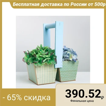 

Kashpo double with handle, array, "peas and strips"
