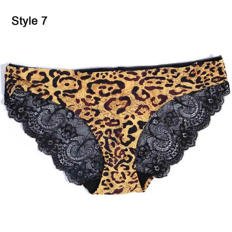 thumbnail image 1 of Bragas de encaje de algodón sin costuras para mujer, lencería Sexy de leopardo transpirable, ropa interior de moda de seda de hielo, 1 of 5