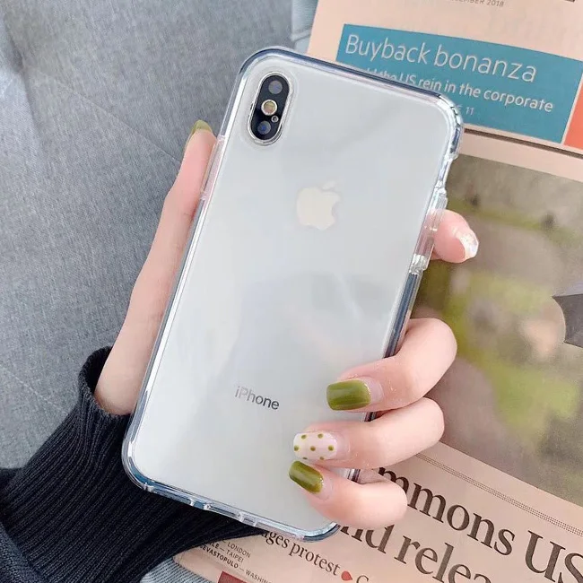 Черный Прозрачный противоударный чехол для телефона ярких цветов для iphone 11 11Pro Max XR 6 6S 7 8 Plus X XS Max, мягкая прозрачная задняя крышка - Цвет: Черный