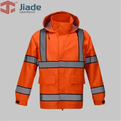 Jiade взрослых высокая видимость куртка длинная куртка Для мужчин работы светоотражающие куртка