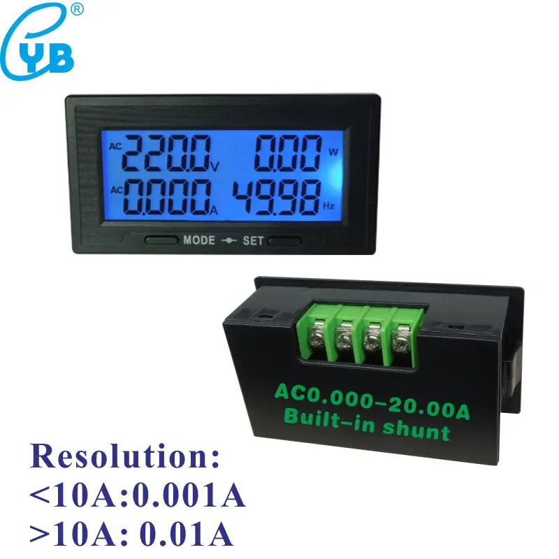 AC 0-500V Digital Voltmeter Ammeter 0-20A 100A 200A 500A 1000A Voltage Current Wattmeter Energy Frequency Power Meter DC8-18V - Цвет: AC20A