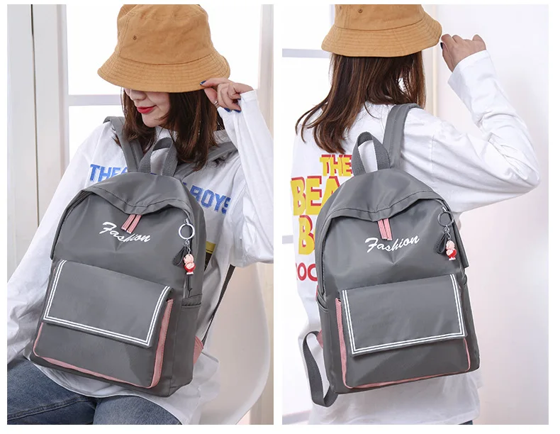 Школьные сумки для девочек в консервативном стиле, женский милый рюкзак с подвеской, водонепроницаемый повседневный рюкзак для путешествий, розовый рюкзак для ноутбука