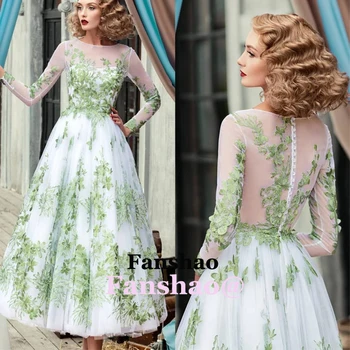 

New Mint Green Flowers Evening Dress Appliques Illusion Back Prom Gowns Saudi Arabric Dubai Vestidos de Fiesta Custom Made