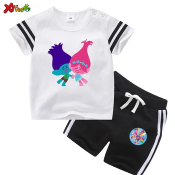 

Girl Clothing Summer 2 Pieces Toddler Clothes Sleeveless T Shirt +Short Pant Children Set Baby Sportswear Trolls Poppy Costume