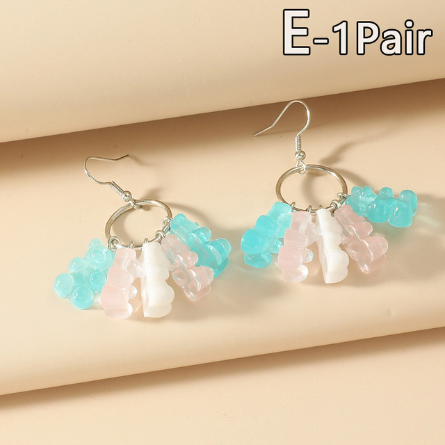 Star Shaped Pendant Drop Earring Resin Candy Color Butterfly Bear Cute Dangle Earrings Girl Party Gift Jewelry Supplies