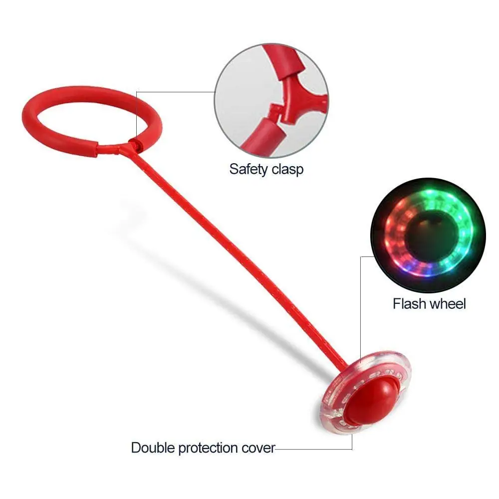 Children Glowing Bouncing Balls One Foot Flashing Jumping Rope Ball Colorful Ankle Skip Ball Fitness Sports Swing Ball Toys