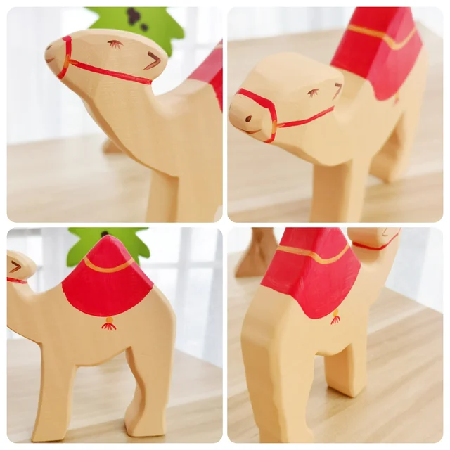 Camel Wooden Natural Montessori Handmade Figure Large Animals Handcarft Toys For Kids Animals Cognition Early Educational Toy 5
