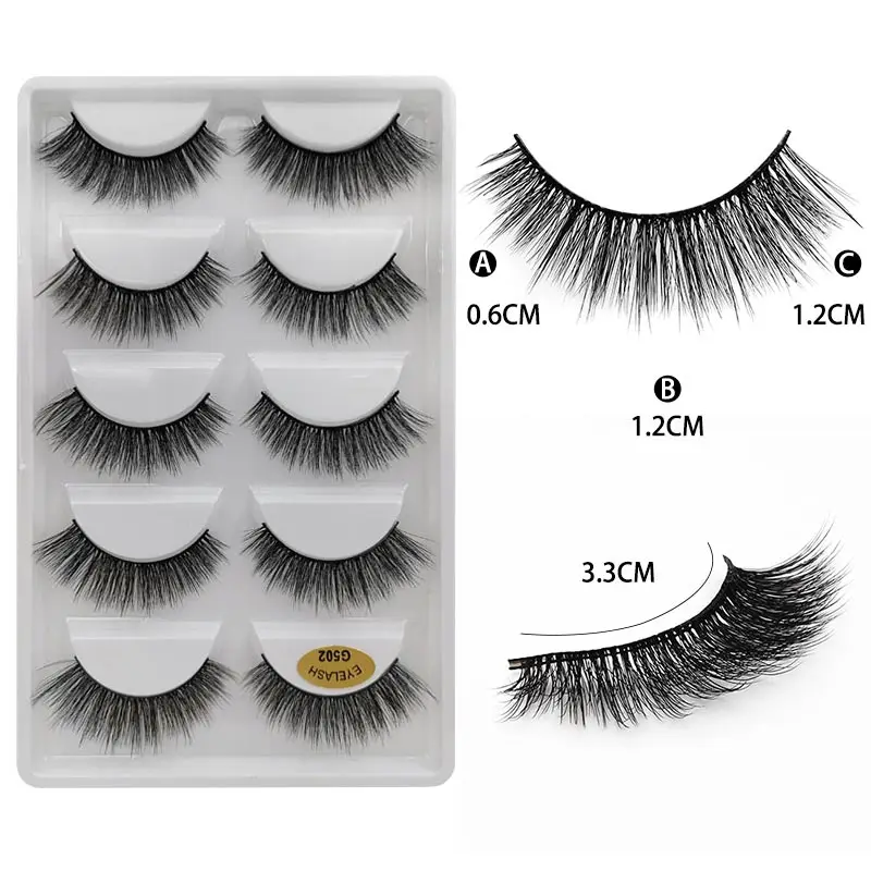 G502 5Pairs 3D Mink Lashes Thick False Eyelashes Fluffy Wispy Crisscros Winged Tapered Eyelashes Handmade Makeup Extension Tools - Цвет: G502
