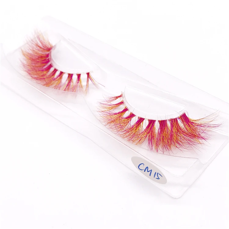 CM15 New color 3D luxury mink lashes wholesale natural long individual thick fluffy colorful false eyelashes Makeup Extension Tools - Цвет: CM15