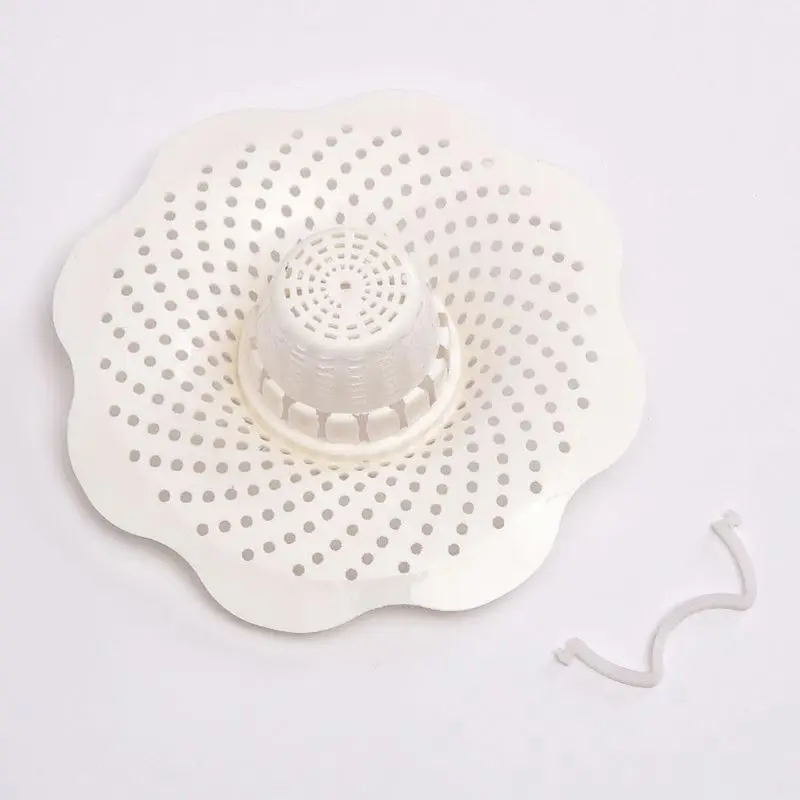 Белый цветок в форме пол ванной комнаты дренажный ПВХ Ловец волос для кухни ванной 18DEC31