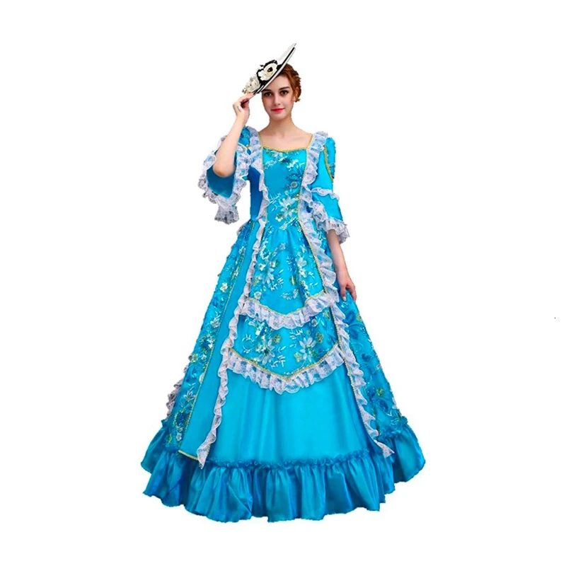 

KEMAO-Rococo Ballet Dress for Women, European Court, Full Dress Dinner, Imperial Family Photography, Stage Dance, Blue Ball Gown