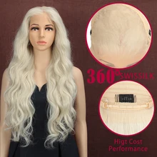 Магический 28 дюймов ручная вязка 360 светильник белый цвет свободная часть Futura волоконные волосы парики длинные термостойкие синтетические парики на кружеве