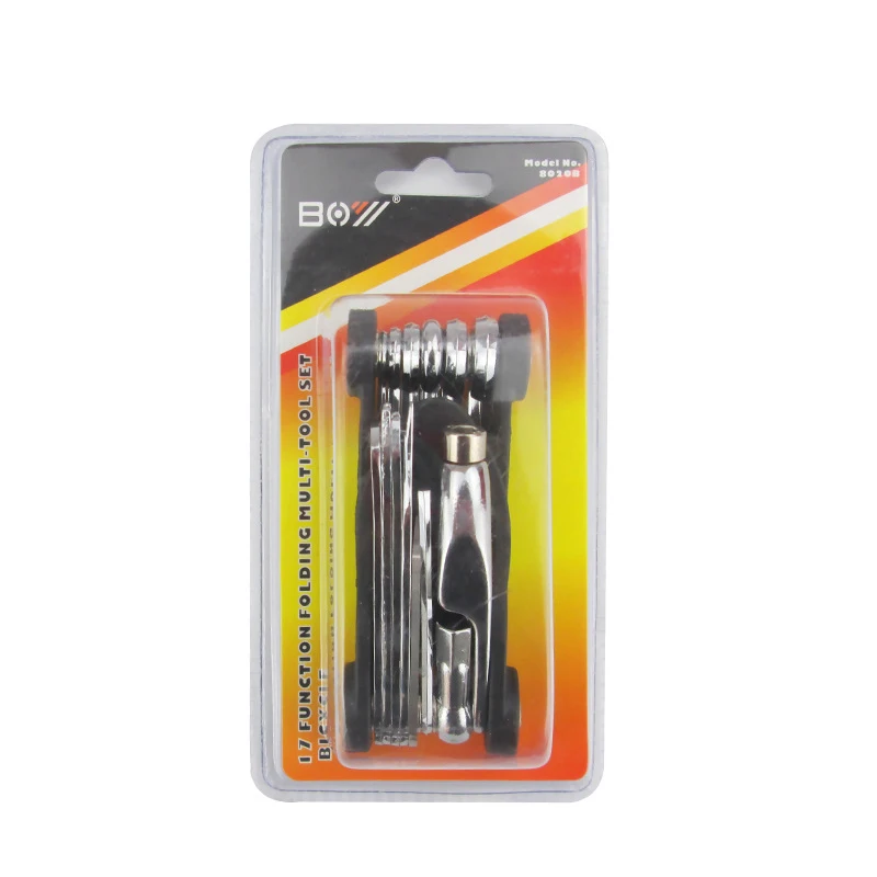 17 in 1 Bicycle Repair Tool Hexagon Screwdriver Wrench Set Safety Knife Chain Rivet Remover Kit