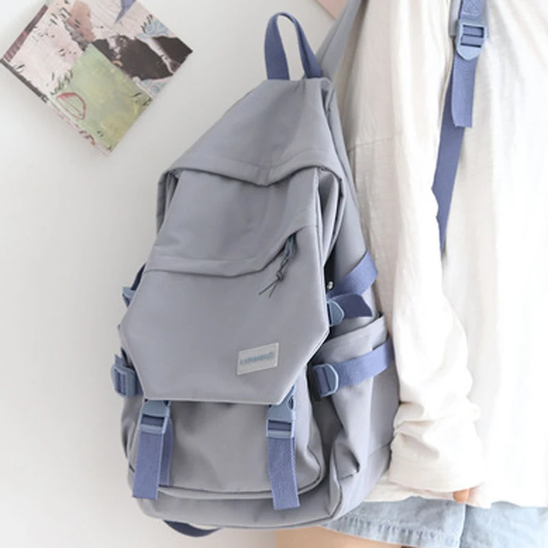 Nylon Backpack Women Book-Bag Laptop Waterproof Fashion Cute Kawaii Buckle Female Student