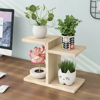 

Mini Wooden Plant Stand Display Wood Tiered Succulent Planter Stand Damp Proofing Flower Pot Holder Home Garden Office Decor
