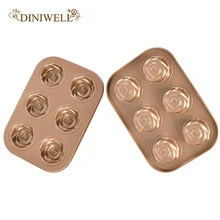 6 полостей роза цветы; платье-торт; плесень силиконовые формы для выпекания хлебобулочных изделий из нержавеющей стали противни из нержавеющей стали для торта Хлеб сдобы домовой чизкейк пирог с фруктами для хлебных лотков