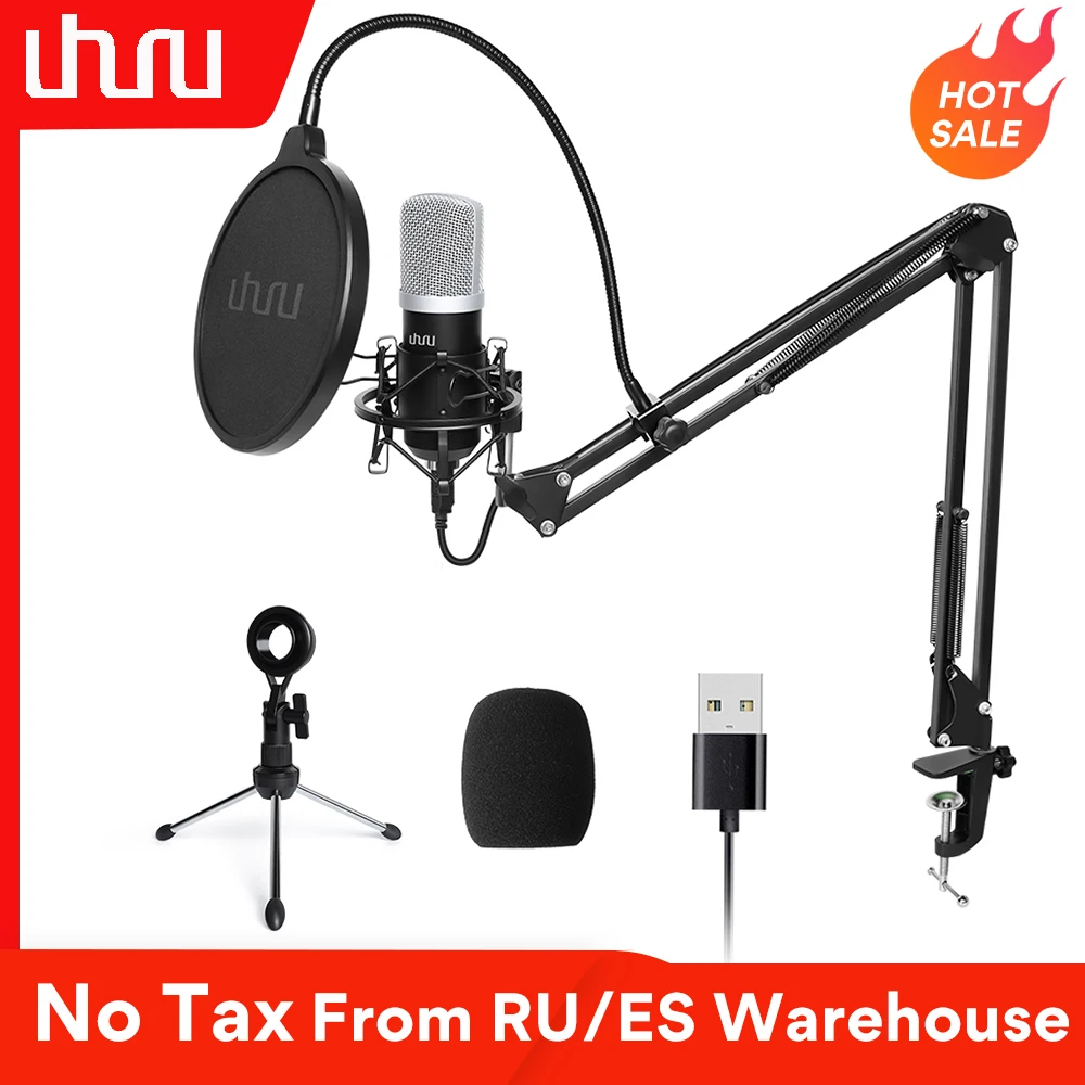 UHURU usb'li Mikrofon kiti 192kHz/24Bit profesyonel Podcast kondenser Mikrofon ile iki Mikrofon tutucular YouTube oyun ASMR