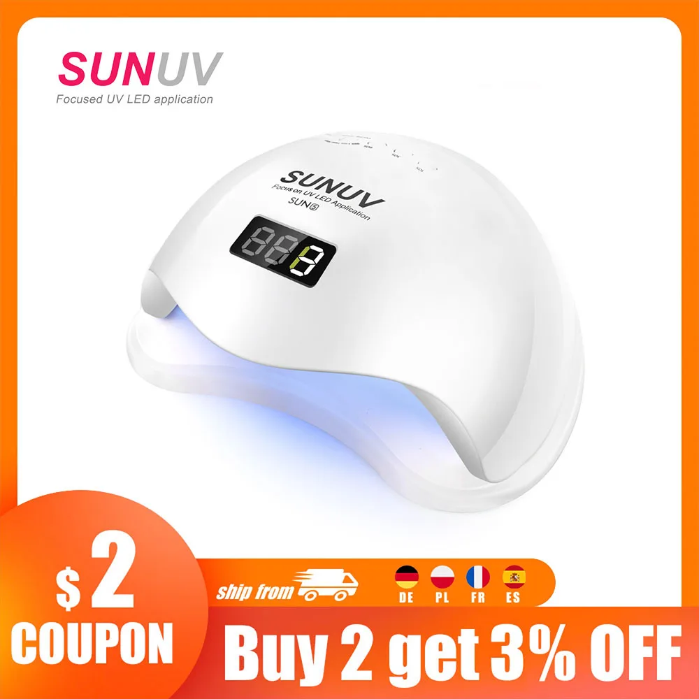 SUNUV SUN5 48 Вт двойная светодиодная УФ лампа для ногтей Сушилка Гель лак