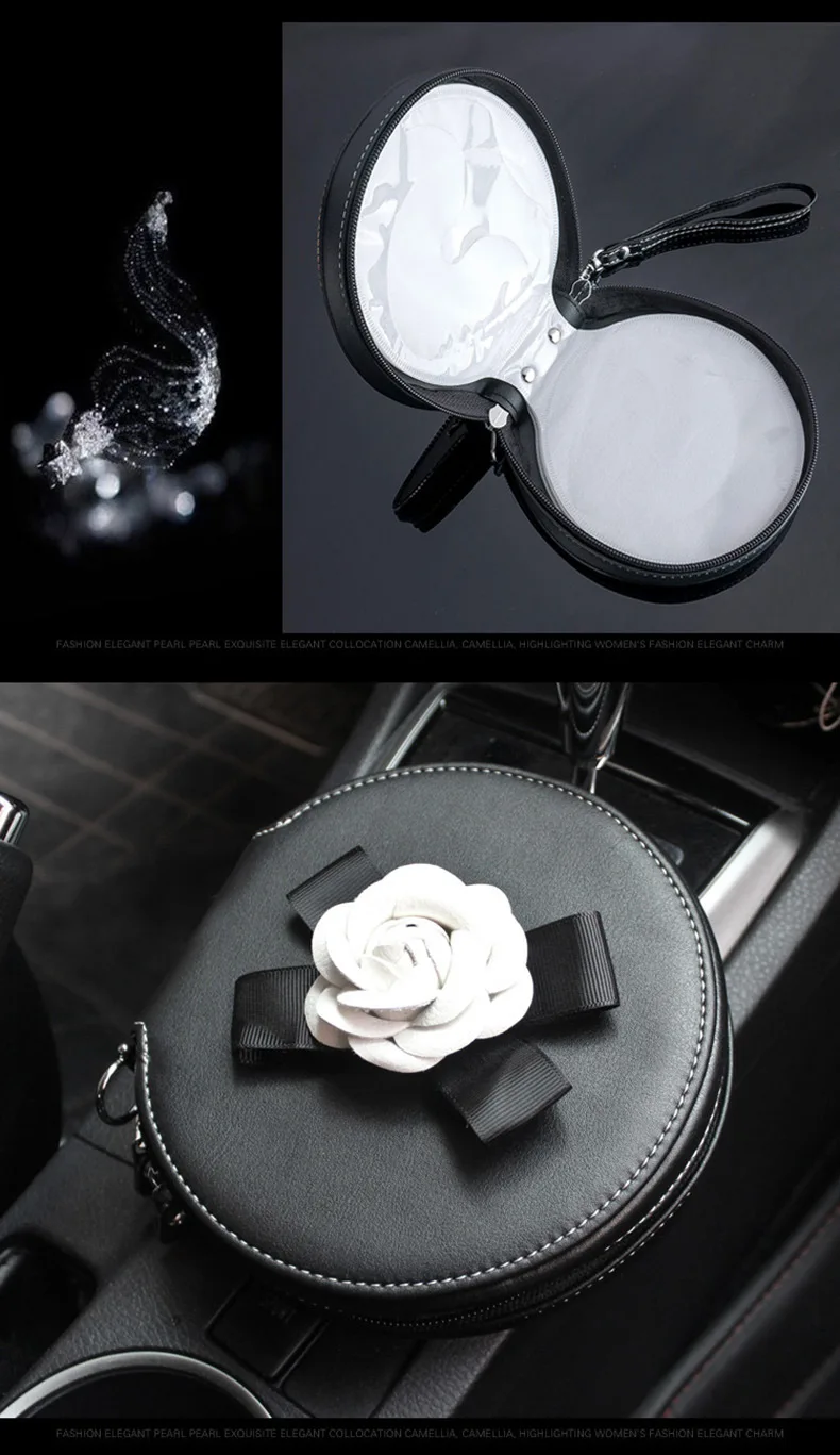 Car Mounted CD Car CD Bags Camellia Car Disc Pack Disc Case Women's Flower CD Holder DVD die pian bao