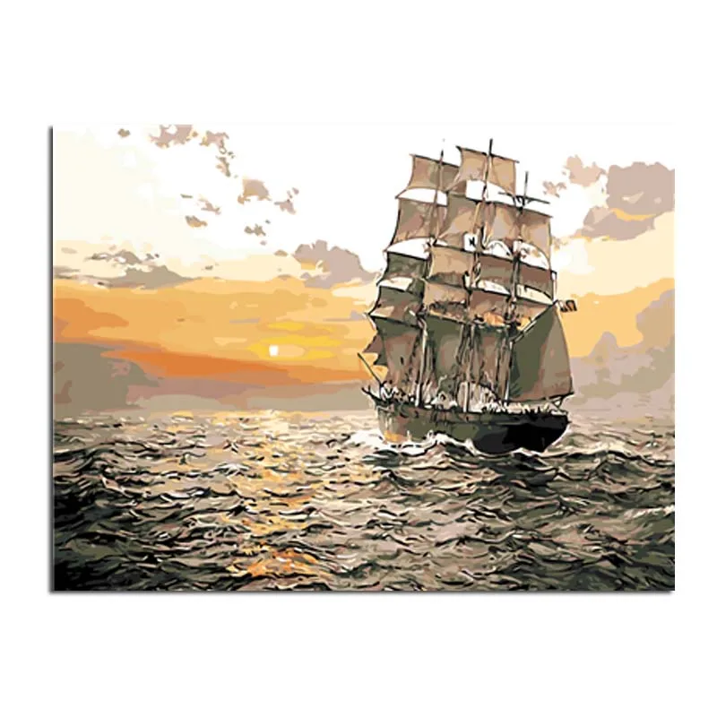 

Pictures By Numbers Sailboat Artwork DIY Painting By Numbers Frameless For Home Decor Digital Painting On Canvas For Unique Gift