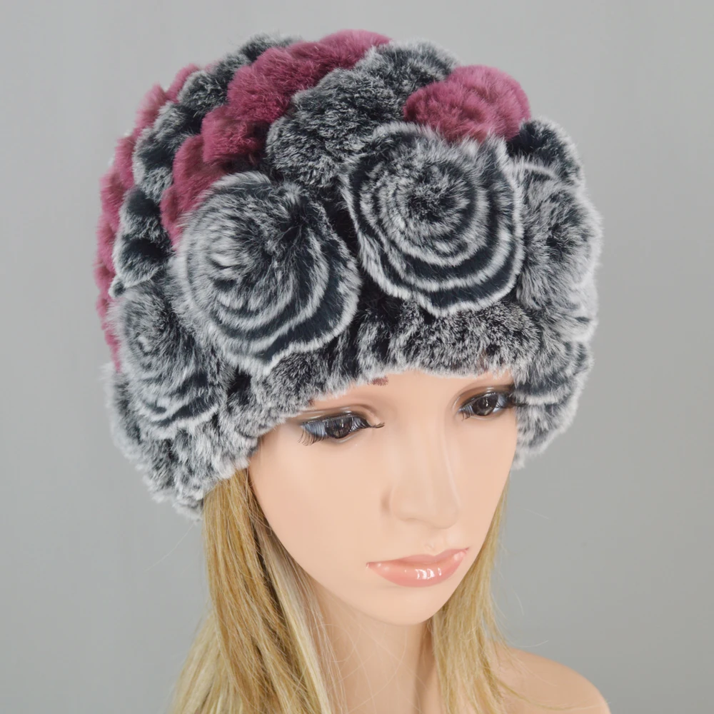 Venta Caliente натуральный Rex Conejo Pelo Sombrero Mujer Hecho A Mano Kina Boinas Para Mujer Gorro Mujer