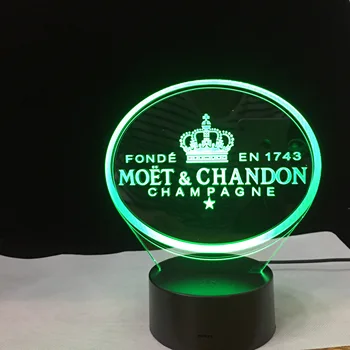 

Moet Chandon 3D Led Night Light Lamp Gift for Clients Friend Baby Nightlight Usb or Battery Powered Office Decor Lamp 349