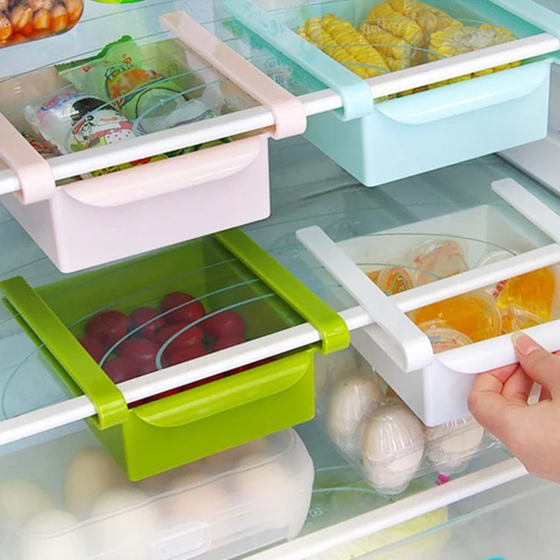 

Kitchen Refrigerator Storage Boxs Food Container Pull-out Drawer Kitchen Storage Boxes Fresh Spacer Layer Storage Rack Freezer