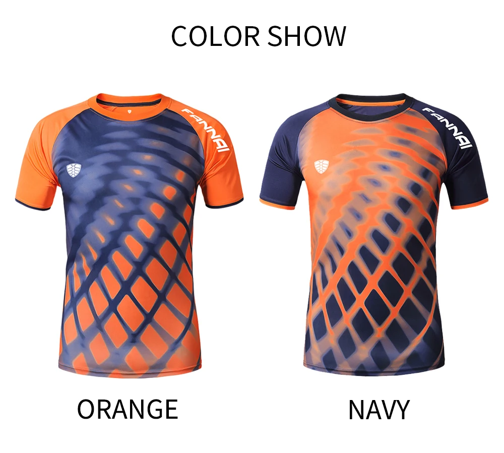 FANNAI Sport T Shirt Men Tops Tees Quick Dry Shirts Printing Fitness Men's Running Short sleeve Sports Soccer badminton Shirt