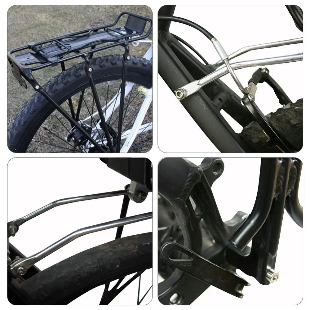 

Black Bike Quick Release Luggage Cargo Seat Post Carrier Rear Rack Fender Aluminum Alloy Frame Carrier Holder Mount Bicycle