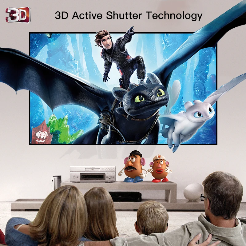 Новейший портативный HD 3LED wifi Bluetooth проектор 3D Смарт android 250 дюймов Большой кинопроектор