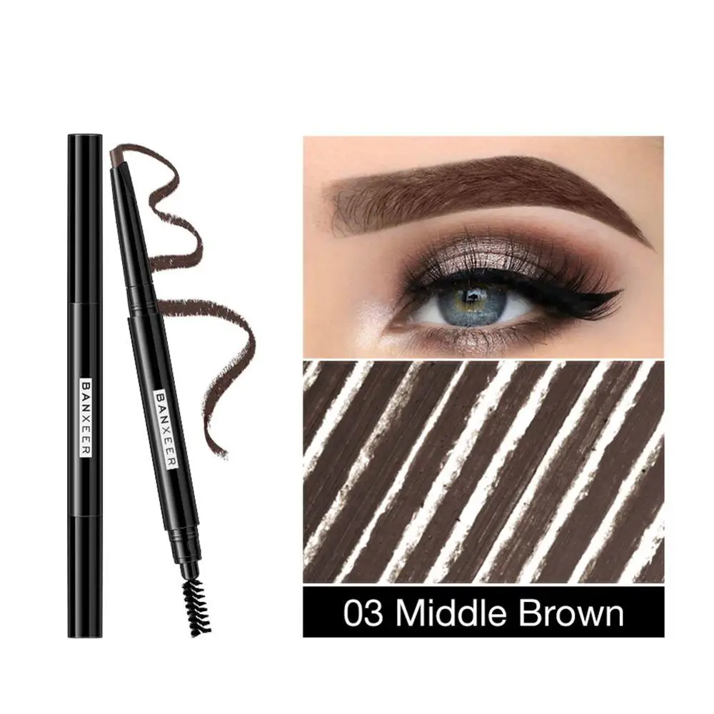 Mid Brown 4 цвета автоматическая ручка для бровей татуировки водонепроницаемый прочный черный коричневый бровей - Цвет: Mid Brown