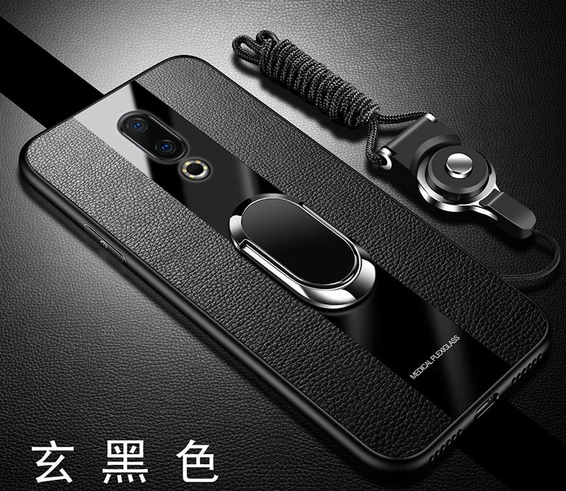 cases for meizu for Meizu 16 th 16XS Case Plexiglass Leather Skin Phone Case With Ring Magnet Holder Cover for Meizu X8 16T 16S 15 Back Cover cases for meizu black