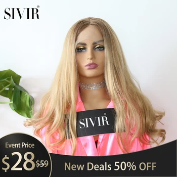 

Sivir Wigs For Women Straight Soft Synthetic Lace Front Wig Side/Middle Part 20" Ombre Blonde Glueless High Temperature Fiber