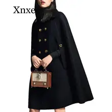 Плащ размера плюс 2XL, шерстяное пальто, Осень-зима, женское двубортное шерстяное пальто с коротким рукавом