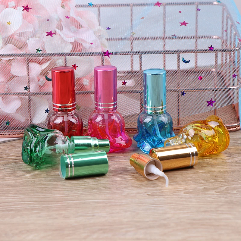 1pc Empty 6ML Colorful Rose Shaped Perfume Bottle Refillable Scent Sprayer Bottle Cosmetic Spray Bottle Portable Bottle Travel