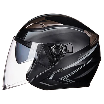 

Matte Black Motorcycle Helmet Open Face Helmet Double Lens Scooter Motorcross Racing Women Men Motorbike Biker Moto Crash Helmet