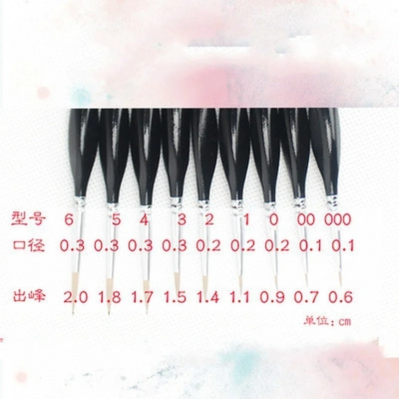 9Pcs/Set Hook Line Soft Hair Pen Oil Watercolor Painting Brush Drawing School Students Supplies