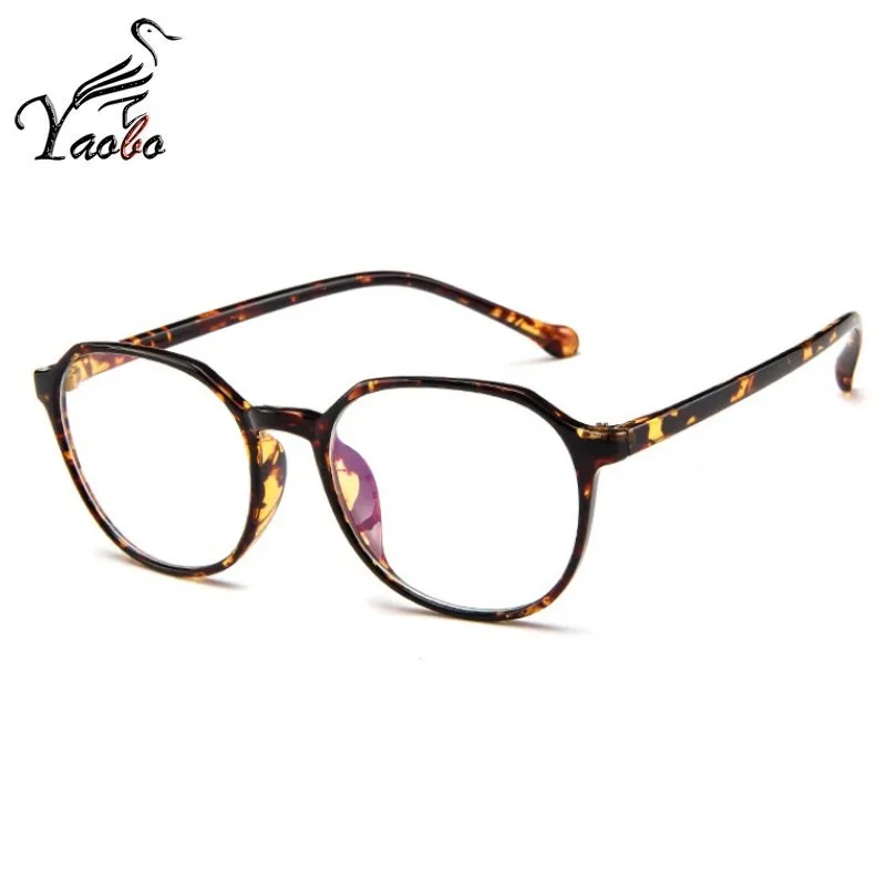 LEOPARD Retro Men Spectacle Frame Women's Glasses Transparent Vintage Square Clear Square Clear Lens Glasses Optical irregular Frame - Цвет оправы: LEOPARD