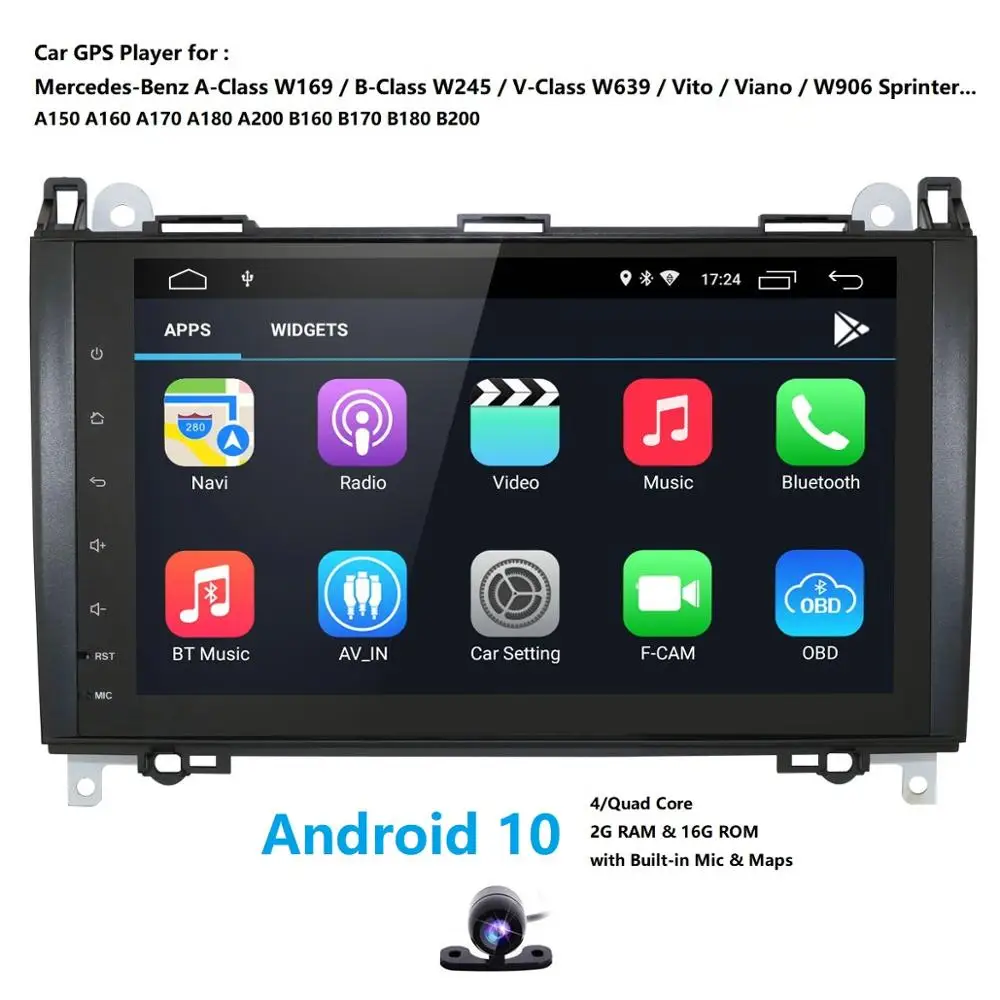 9 Ips Android 10 2g 16g Car Gps For Mercedes Benz Sprinter B0 B Class W245 B170 W169 A180 A160 Radio No Dvd Car Multimedia Player Aliexpress
