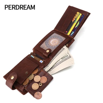 

Crazy horse leather retro men's wallet business fashion multi-card men's short clutch rfid leather wallet