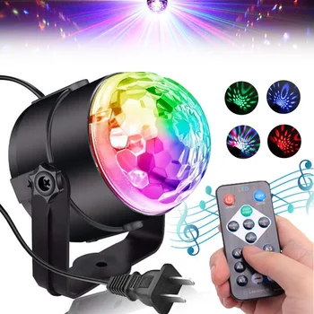 

RGB LED Stage Lights Sound Activated Rotating Disco Ball Party Lights Strobe Light For Christmas Home KTV Xmas Wedding Show