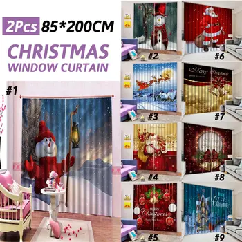 

85x200cm Christmas Curtain Window Living Room Curtains Door Curtain Santa Claus Curtain Curtain Home Hanging Decoration