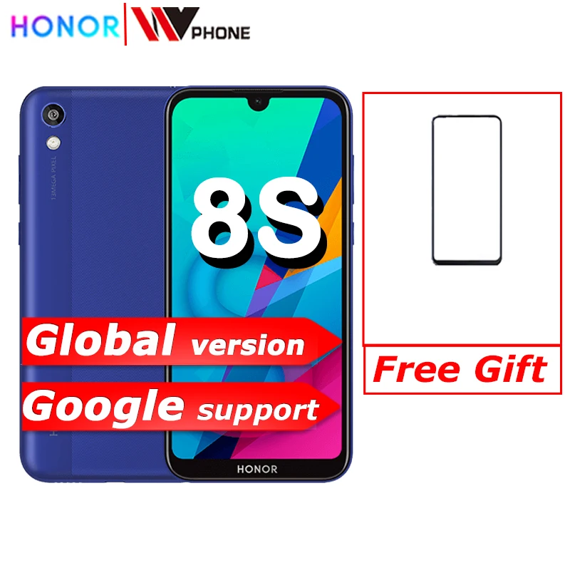 Оригинальная глобальная версия Honor 8S 5 71 ''полный обзор Dewdrop дисплей MT6761