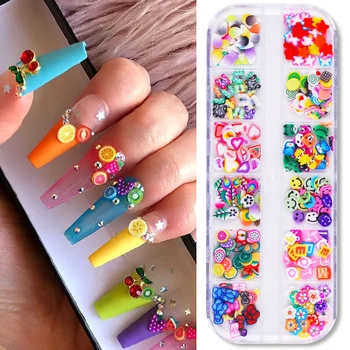 

12 Grids Fruit Nail Sequins Nail Art 3D Flakes Colorful Fire Butterfly Design Stickers UV Gel Polish Tool Decorations