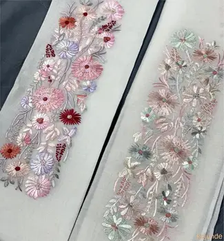 

manual Golden embroidery 100% natural Silk Brocade Silk Embroidered Cheongsam accessories Fabric Cloth The Flower